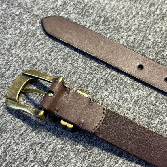 Frye Women's 1"W Leather Belt Large 44" Brown Cognac Brass Buckle - Picture 8 of 15